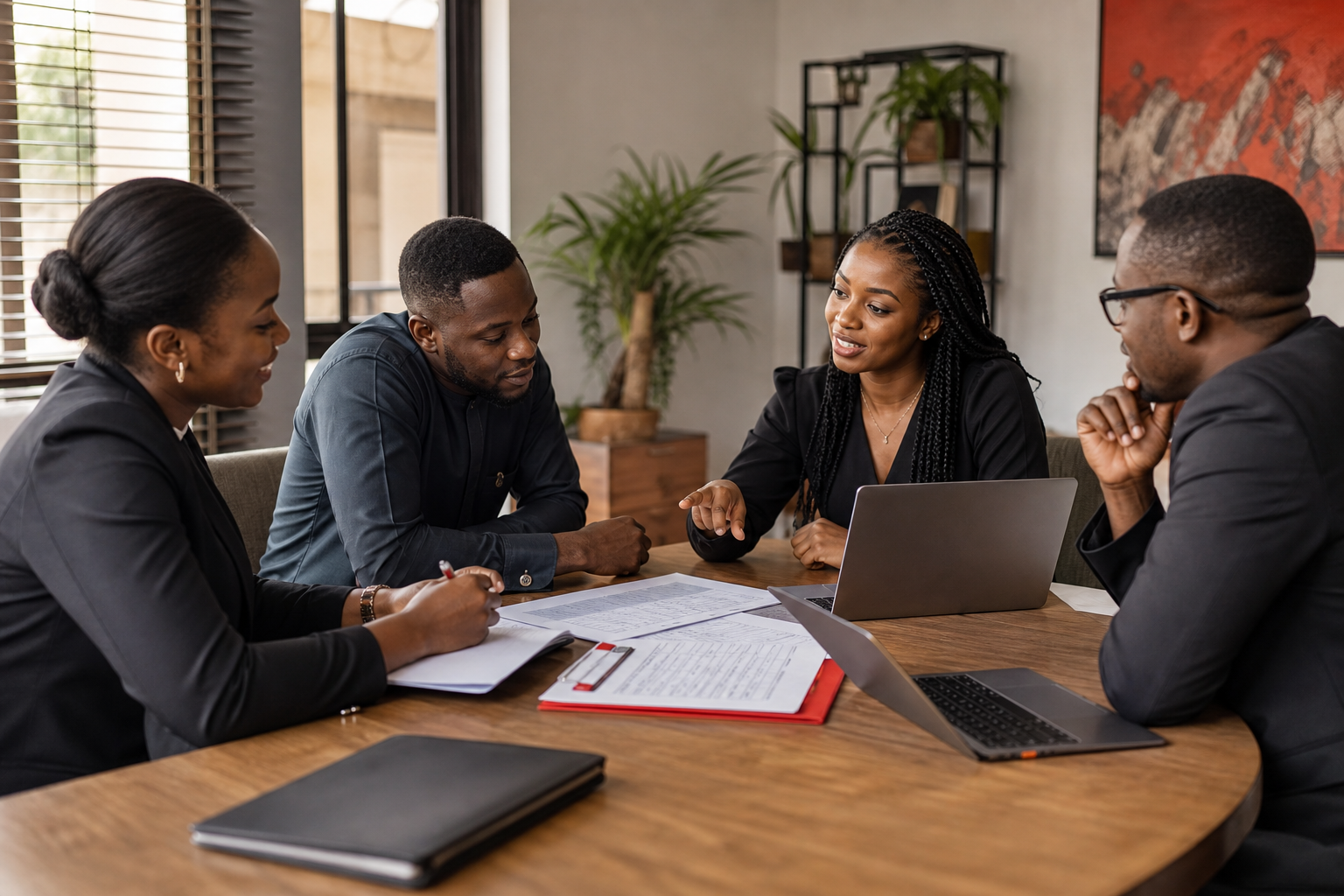 Team coordination and staff management at an office desk